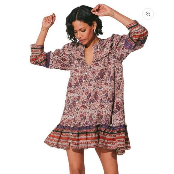 Cleobella Reign Mini Dress Laurel Block Print Size XS - Picture 4 of 11